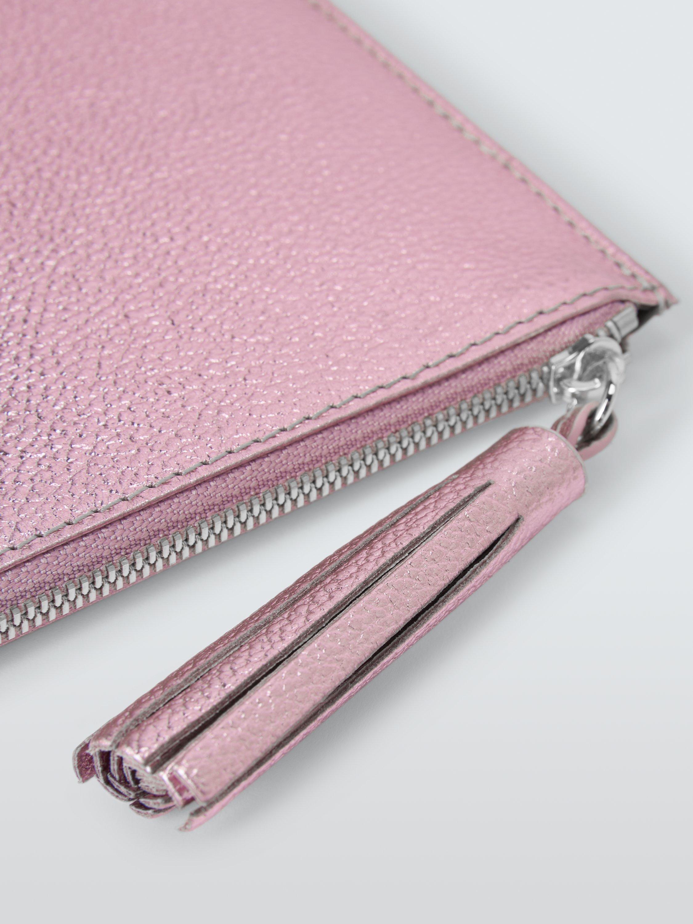 Product image 4 of 4, which shows John Lewis Metallic Leather Tassel Purse, Pink