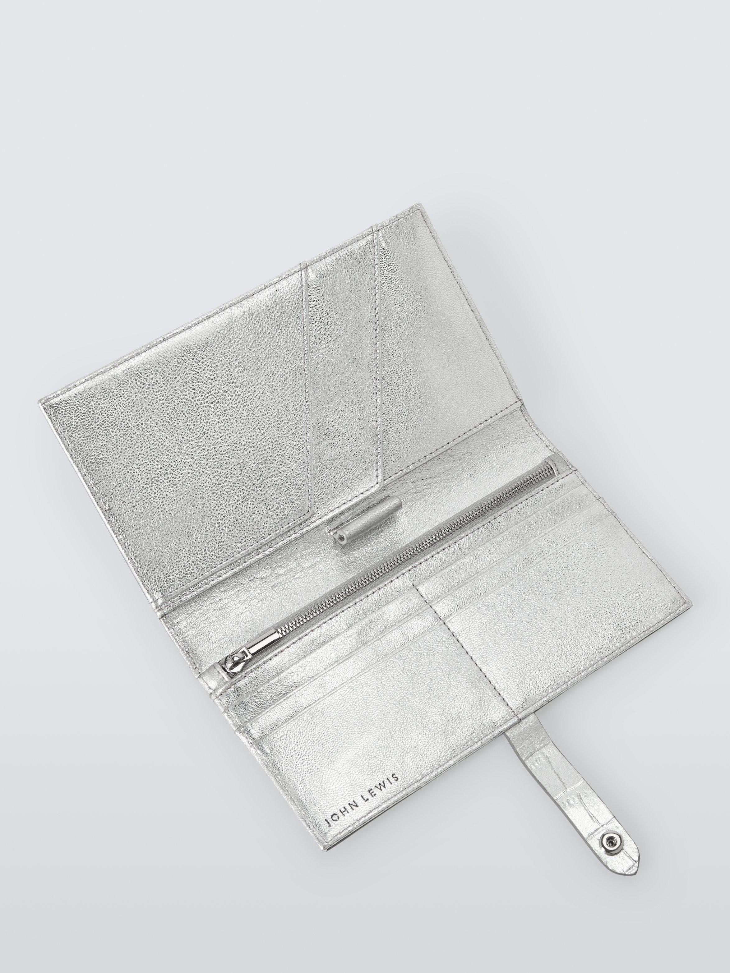 Product image 2 of 4, which shows John Lewis Metallic Travel Purse, Silver Croc