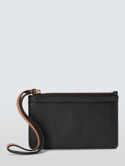 John Lewis Croc Leather Wristlet Card Holder, Gold, Black