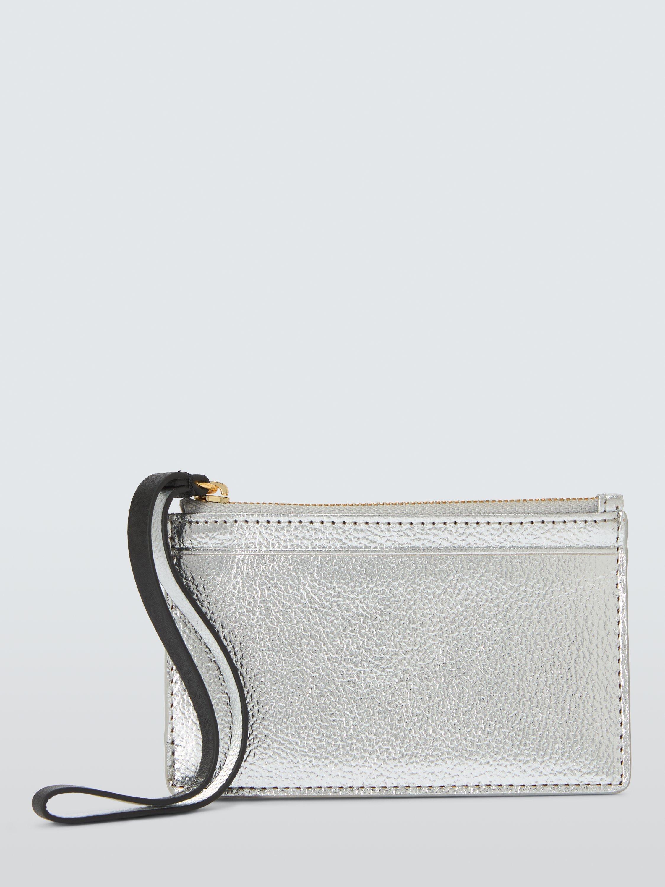 Product image 1 of 4, which shows John Lewis Metallic Leather Wristlet Card Holder, Silver