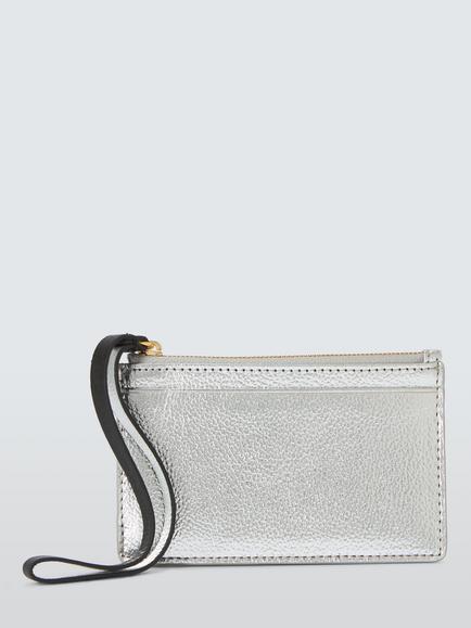 John Lewis Croc Leather Wristlet Card Holder, Gold, Silver