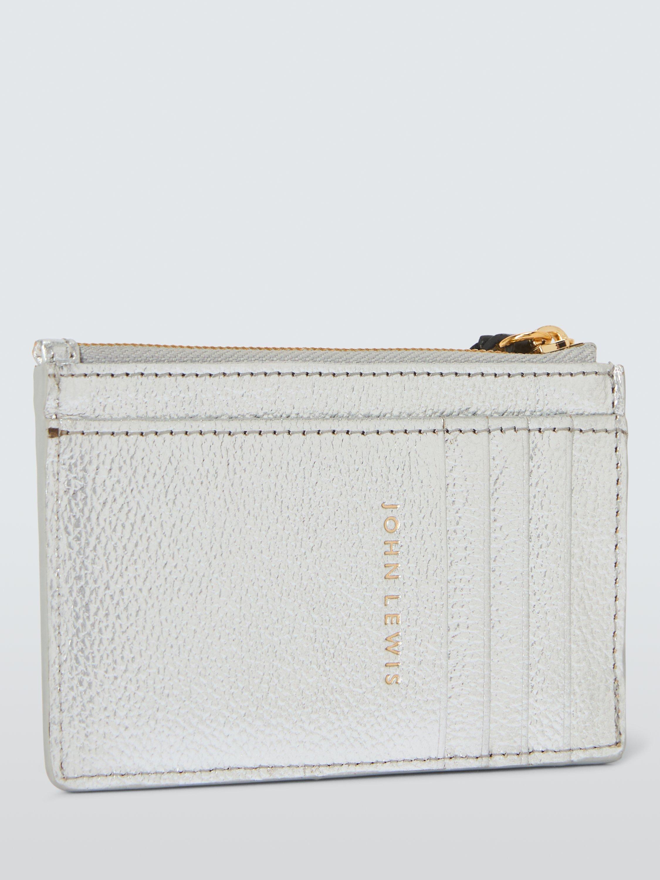 Product image 2 of 4, which shows John Lewis Metallic Leather Wristlet Card Holder, Silver