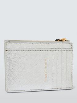 John Lewis Croc Leather Wristlet Card Holder, Gold - view 2, Silver
