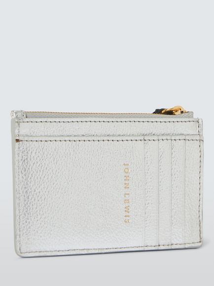 John Lewis Croc Leather Wristlet Card Holder, Gold - view 2, Silver