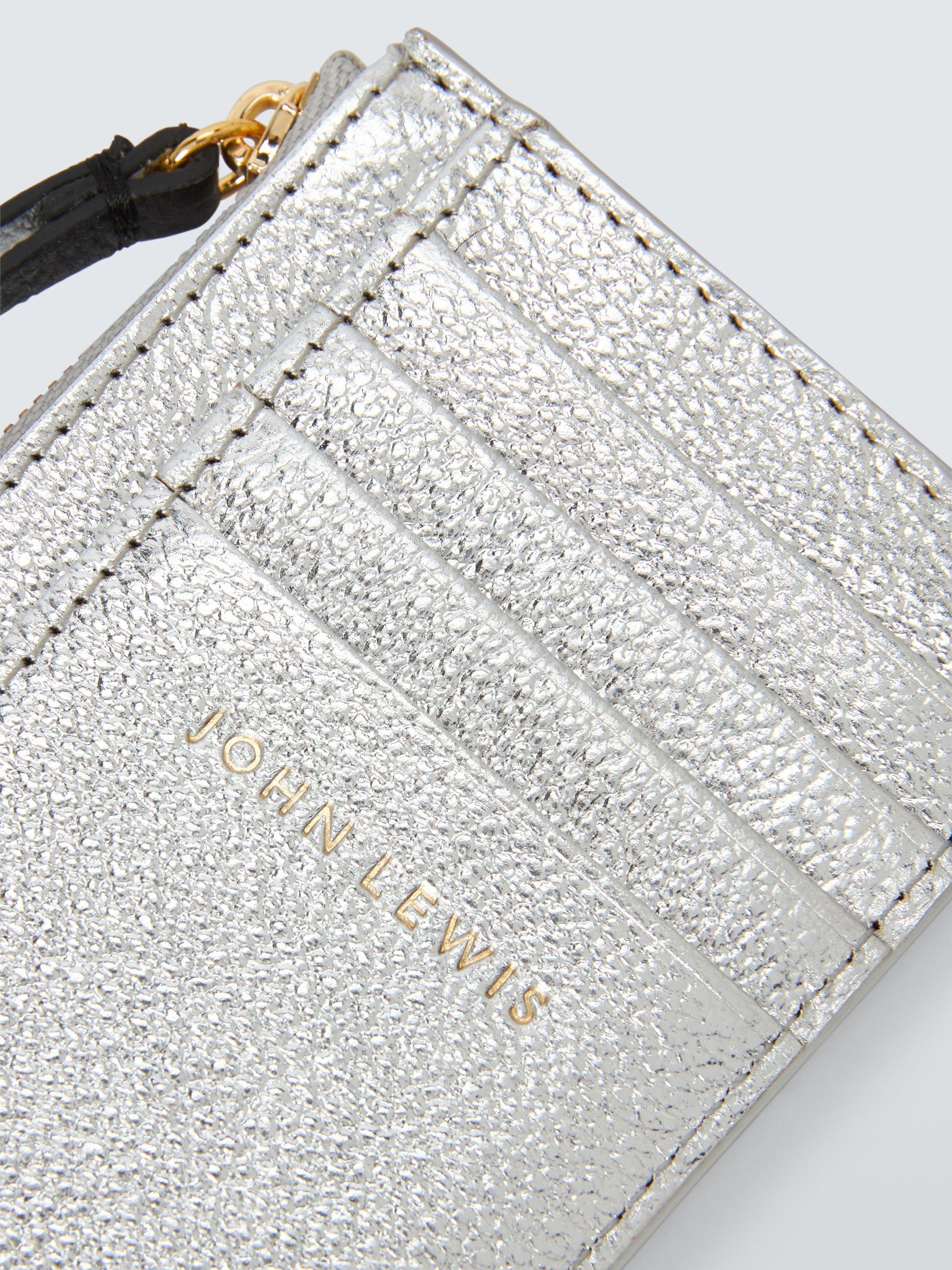 Product image 3 of 4, which shows John Lewis Metallic Leather Wristlet Card Holder, Silver