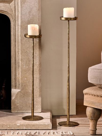 nkuku Sundra Candle Stand, Large, Antique Brass - view 2, Antique Brass