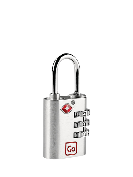 Go Travel TSA Approved Luggage 3-Digit Classic Combination Padlock, Silver, Silver