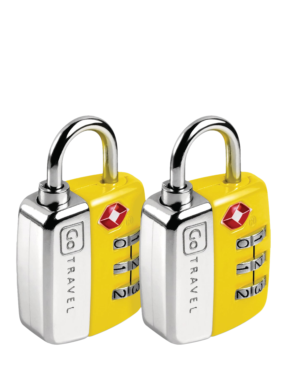 Go Travel TSA Approved Luggage 3-Digit Combination Padlock, Pack of 2, Yellow