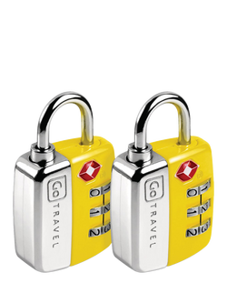 Go Travel TSA Approved Luggage 3-Digit Combination Padlock, Pack of 2, Yellow, Yellow