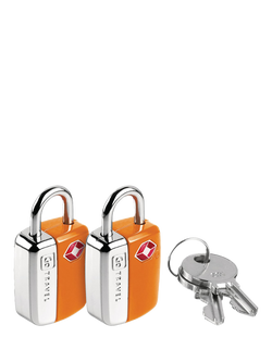 Go Travel TSA Approved Luggage Key Padlock, Pack of 2, Orange, Orange