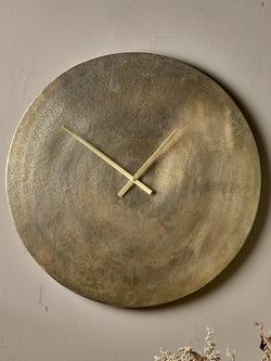 nkuku Okota Large Metal Wall Clock, 58cm, Antique Brass - view 2, Antique Brass
