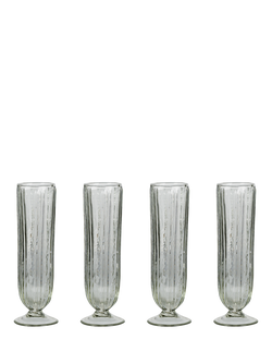 nkuku Sigiri Glass Champagne Flute, Set of 4, 250ml, Clear, Clear