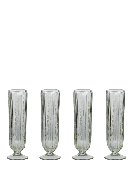 nkuku Sigiri Glass Champagne Flute, Set of 4, 250ml, Clear, Clear