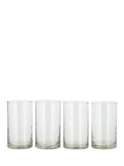 nkuku Yala Hammered Glass Highball, Set of 4, 500ml, Clear, Clear