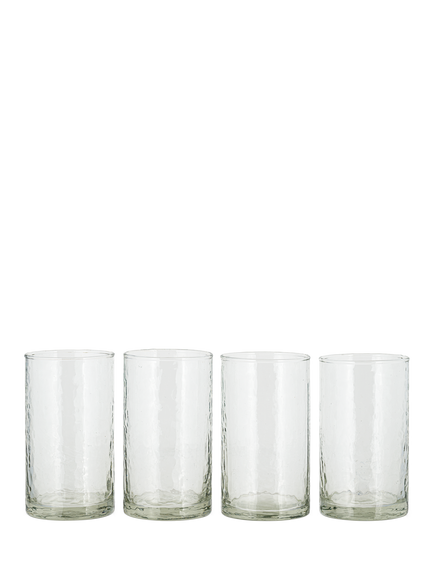 nkuku Yala Hammered Glass Highball, Set of 4, 500ml, Clear, Clear