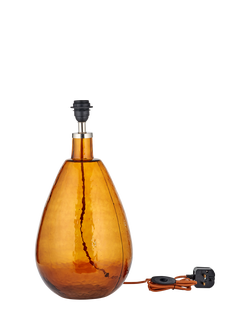 nkuku Baba Large Tall Glass Table Lamp Base, Burnt Amber, Burnt Amber