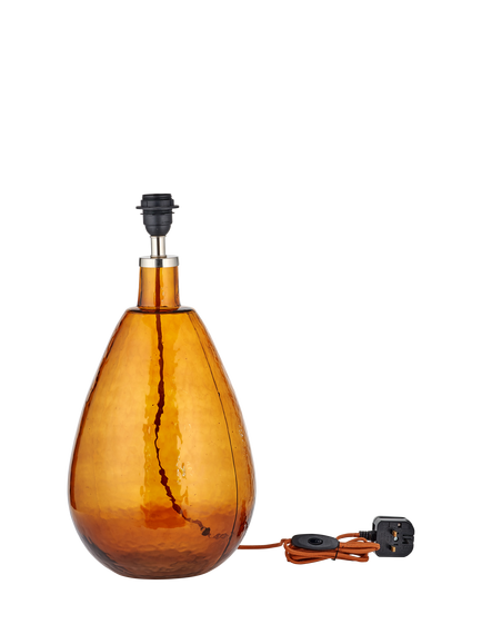 nkuku Baba Large Tall Glass Table Lamp Base, Burnt Amber, Burnt Amber
