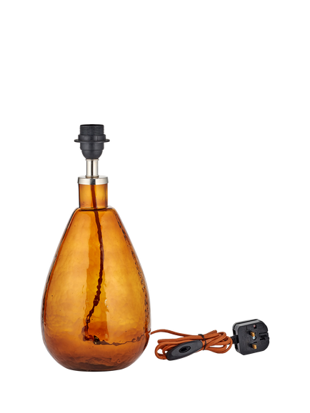 nkuku Baba Small Tall Glass Table Lamp Base, Burnt Amber, Burnt Amber