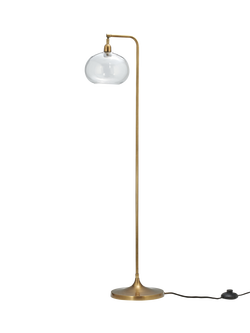 nkuku Mulia Glass Shade Floor Lamp, Antique Brass, Antique Brass