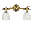 nkuku Rani Double Etched Glass Shade Wall Light, Antique Brass