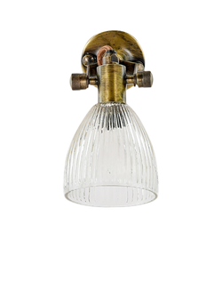 nkuku Rani Single Etched Glass Shade Wall Light, Antique Brass, Antique Brass