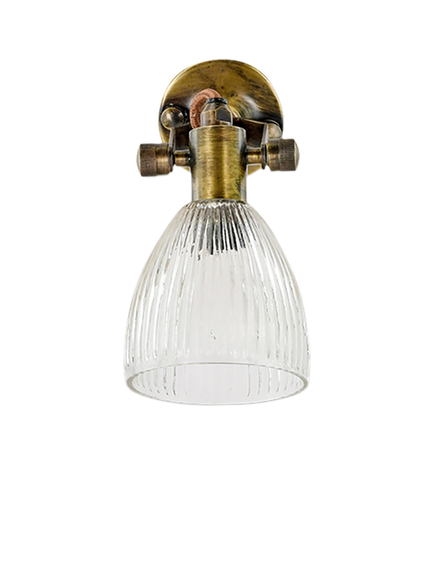 nkuku Rani Single Etched Glass Shade Wall Light, Antique Brass, Antique Brass