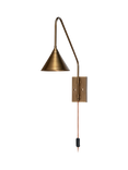 nkuku Thottam Adjustable Swing Arm Plug-In Wall Light, Antique Brass