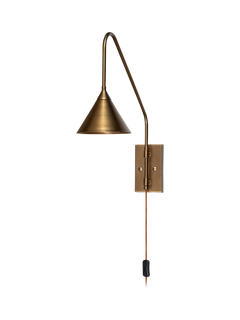 nkuku Thottam Adjustable Swing Arm Plug-In Wall Light, Antique Brass