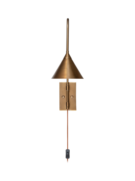 nkuku Thottam Adjustable Swing Arm Plug-In Wall Light, Antique Brass - view 2, Antique Brass