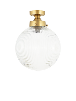 nkuku Konnie Ribbed Glass Globe Bathroom Ceiling Light, Clear, Clear