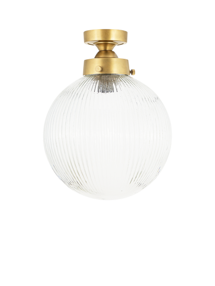 nkuku Konnie Ribbed Glass Globe Bathroom Ceiling Light, Clear, Clear