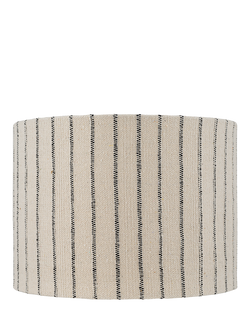 nkuku Sanja Cotton Drum Lampshade, Off White/Grey, Off White Grey
