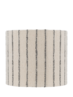 nkuku Sanja Cotton Drum Lampshade, Off White/Grey, Off White Grey