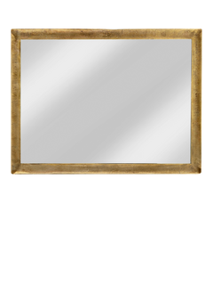 nkuku Yadur Large Rectangular Wall Mirror, 100 x 76cm, Antique Brass