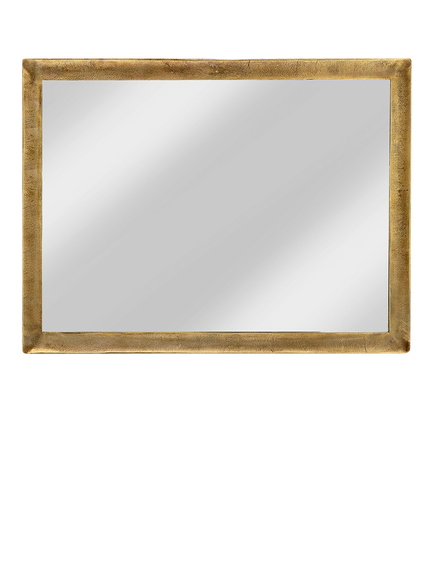 nkuku Yadur Large Rectangular Wall Mirror, 100 x 76cm, Antique Brass, Antique Brass