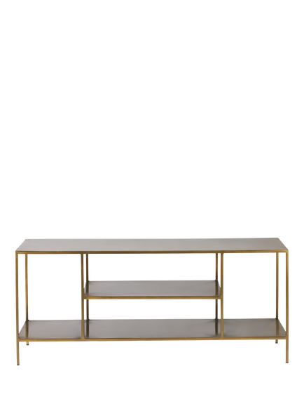 nkuku Mahi Media Shelving Unit, Brass - view 2, Brass