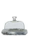 nkuku Kallso Glass & Marble Butter Dish, Clear