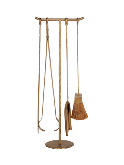 nkuku Lowada Fireside Tool Set, Antique Brass, Antique Brass