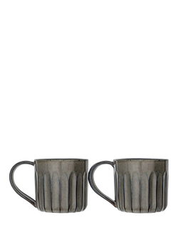 nkuku Moda Ceramic Mug, Set of 2, 300ml, Pewter, Pewter