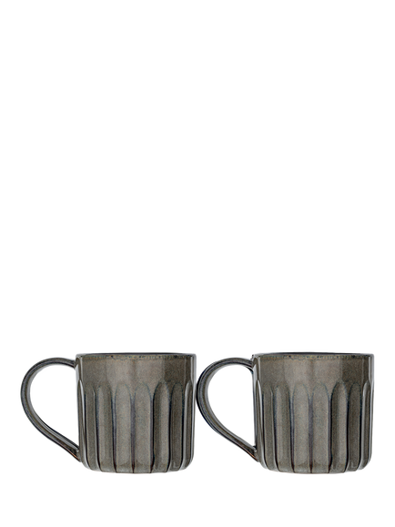 nkuku Moda Ceramic Mug, Set of 2, 300ml, Pewter, Pewter