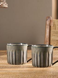 nkuku Moda Ceramic Mug, Set of 2, 300ml, Pewter - view 2, Pewter