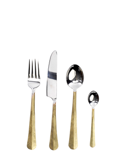 nkuku Osko Stainless Steel Cutlery Set, 16 Piece/4 Place Settings, Gold, Gold