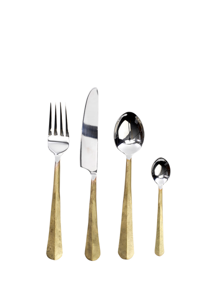 nkuku Osko Stainless Steel Cutlery Set, 16 Piece/4 Place Settings, Gold, Gold