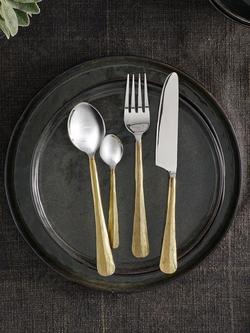 nkuku Osko Stainless Steel Cutlery Set, 16 Piece/4 Place Settings, Gold - view 2, Gold