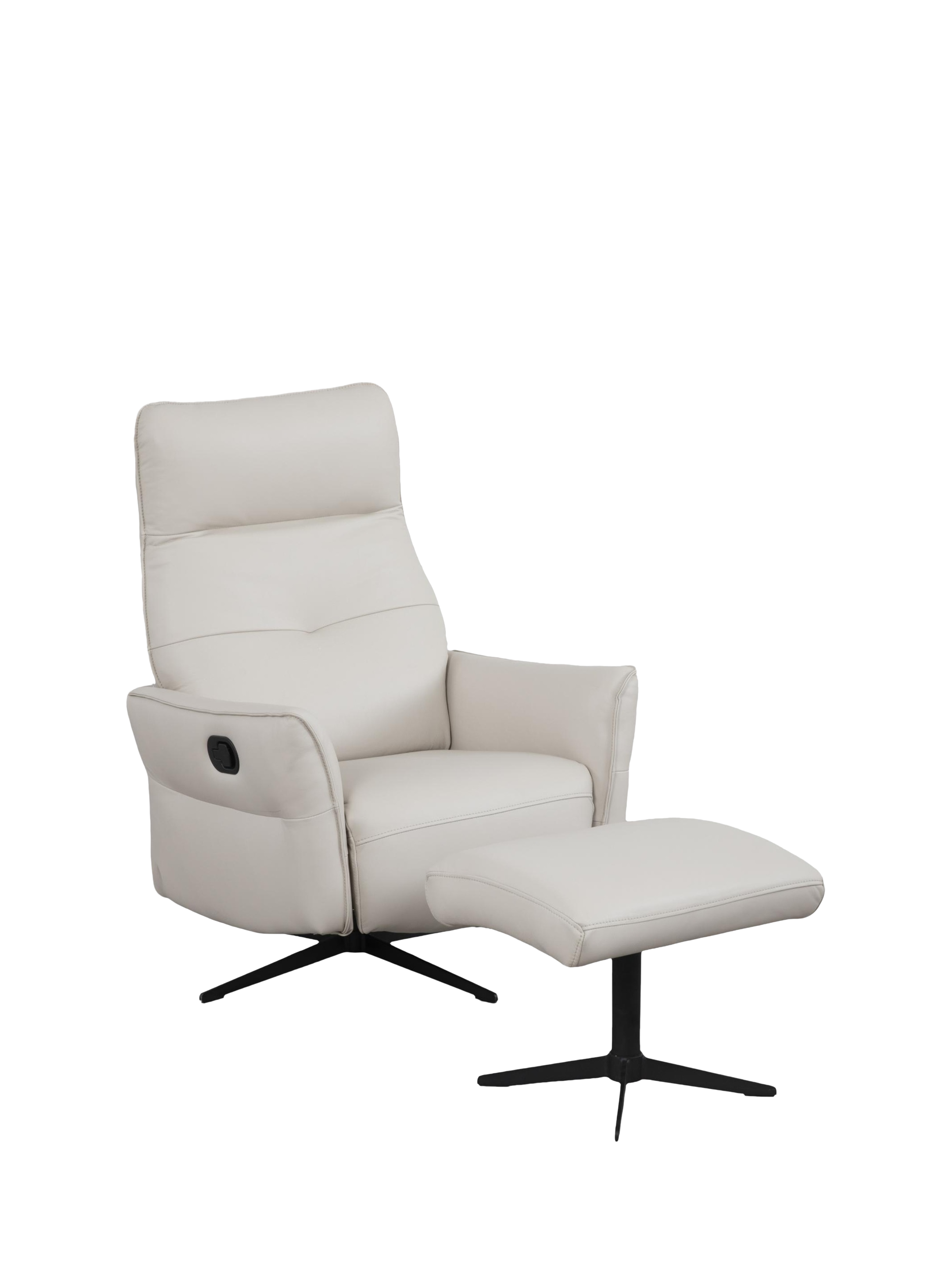 Relaxed Range, John Lewis Relaxed Recliner Armchair & Footstool, Metal Leg, Natural Leather