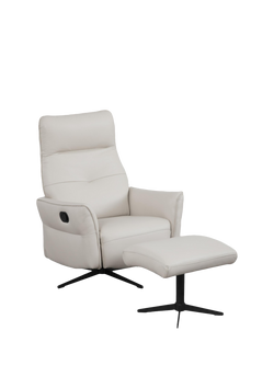 John Lewis Relaxed Recliner Armchair & Footstool, Metal Leg, Natural Leather