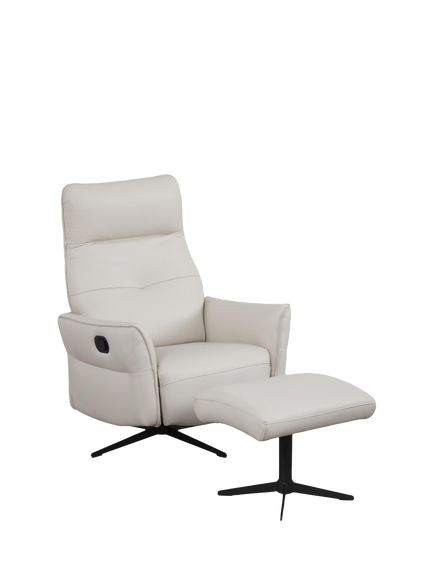 John Lewis Relaxed Recliner Armchair & Footstool, Metal Leg, Natural Leather