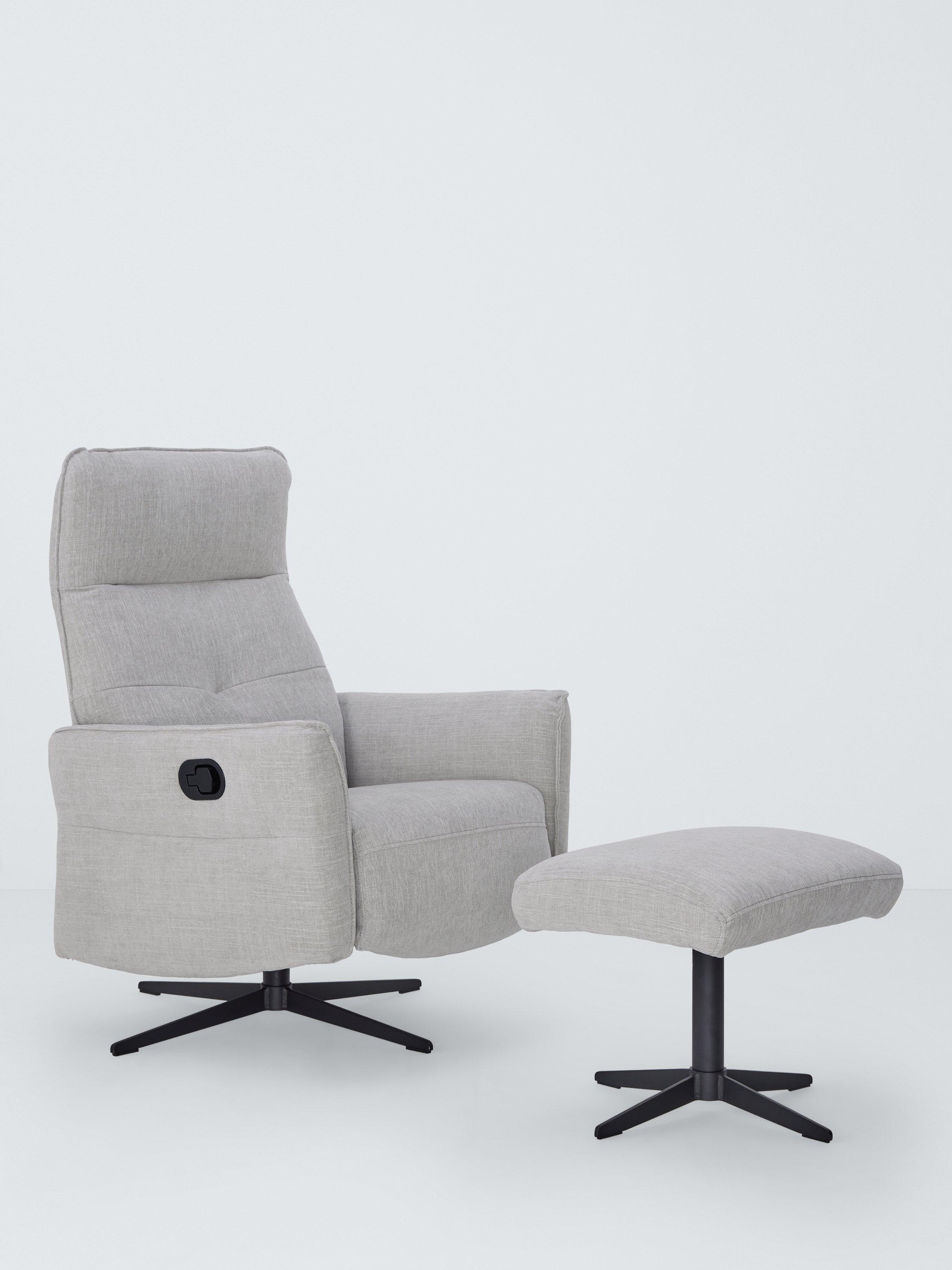 Relaxed Range, John Lewis Relaxed Recliner Armchair & Footstool, Metal Leg, Grey Chenille