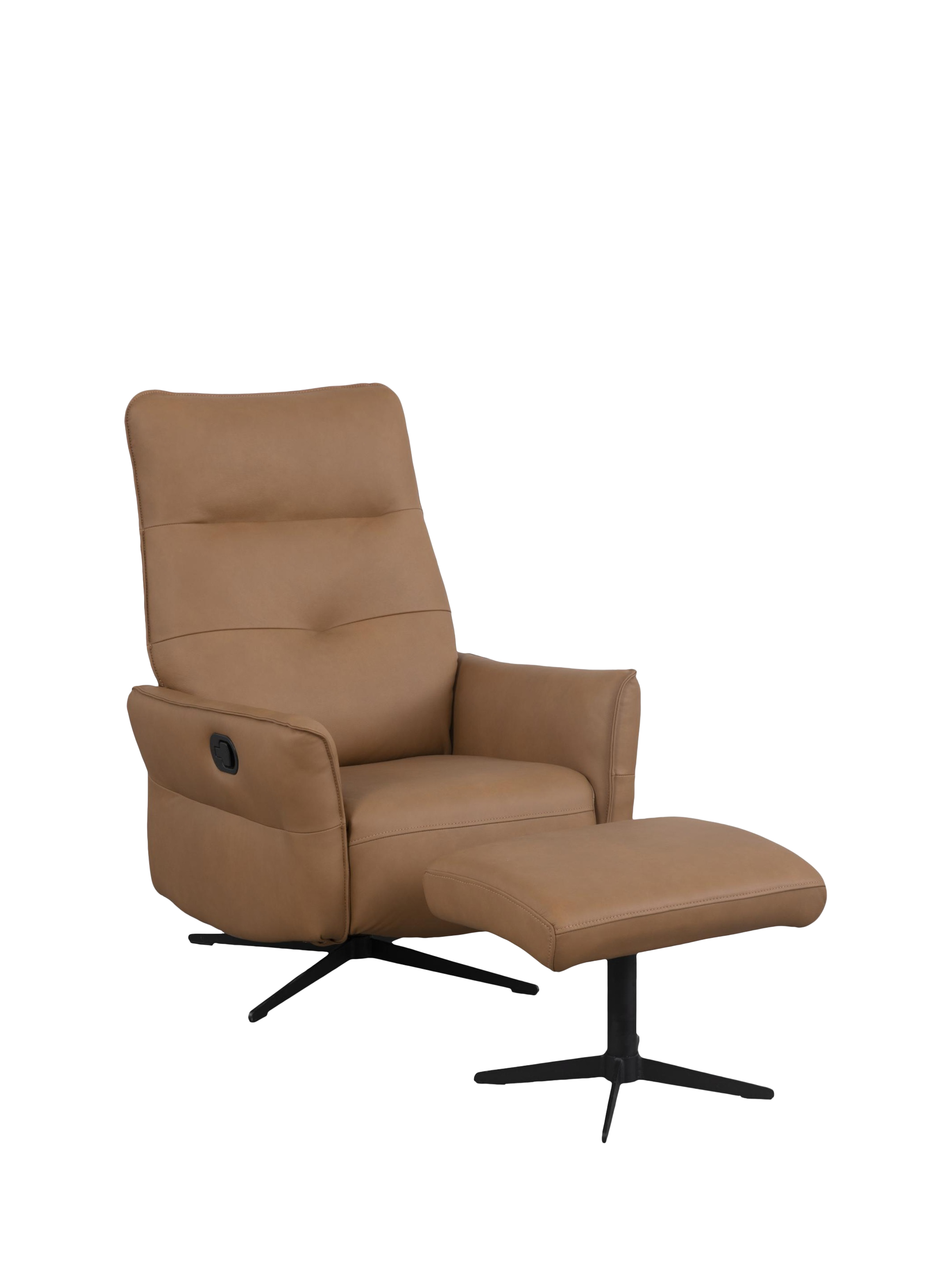 Relaxed Range, John Lewis Relaxed Recliner Armchair & Footstool, Metal Leg, Tan Leather