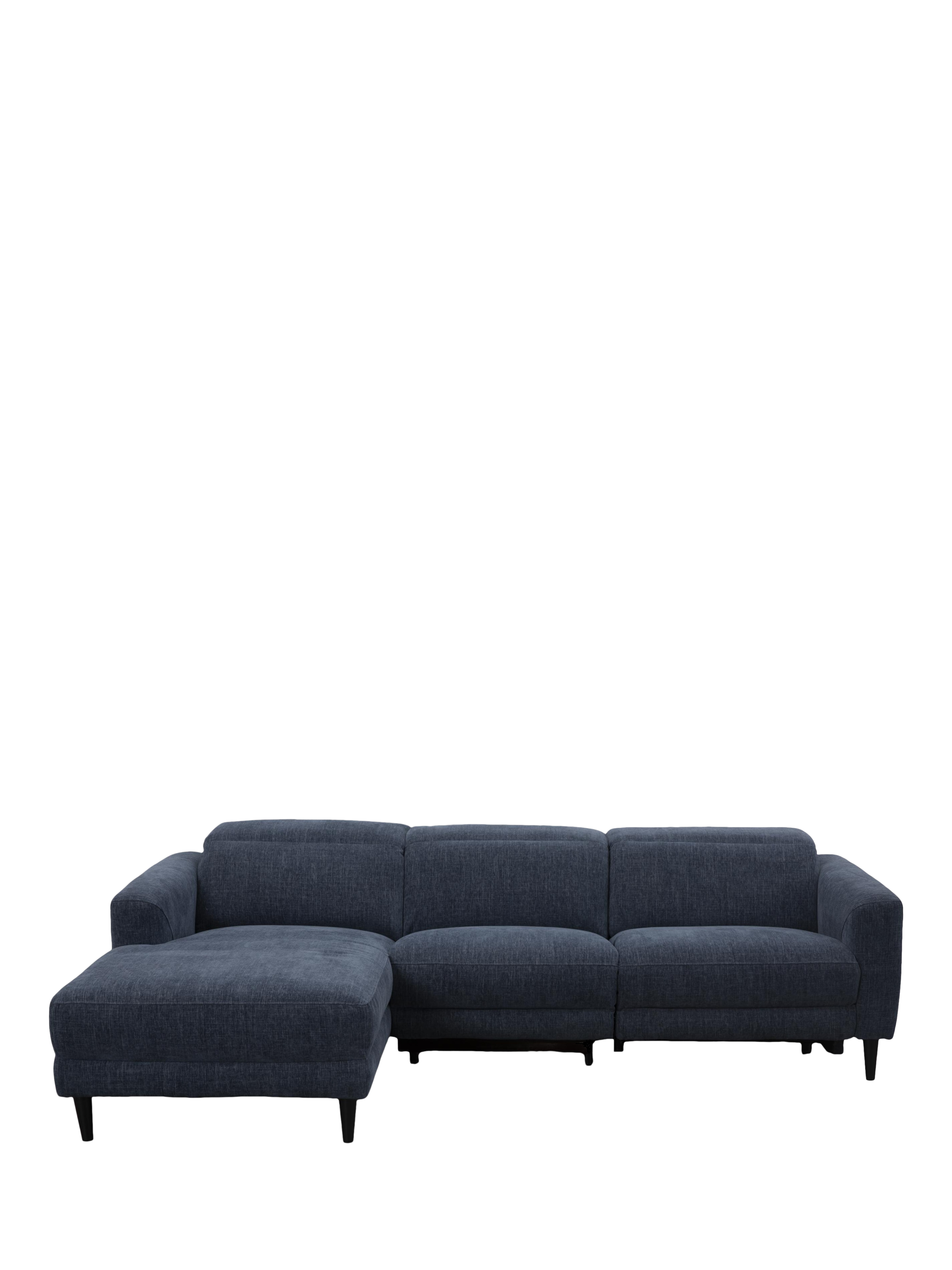 Glide Range, John Lewis Glide LHF Chaise End Recliner Sofa, Navy Chenille